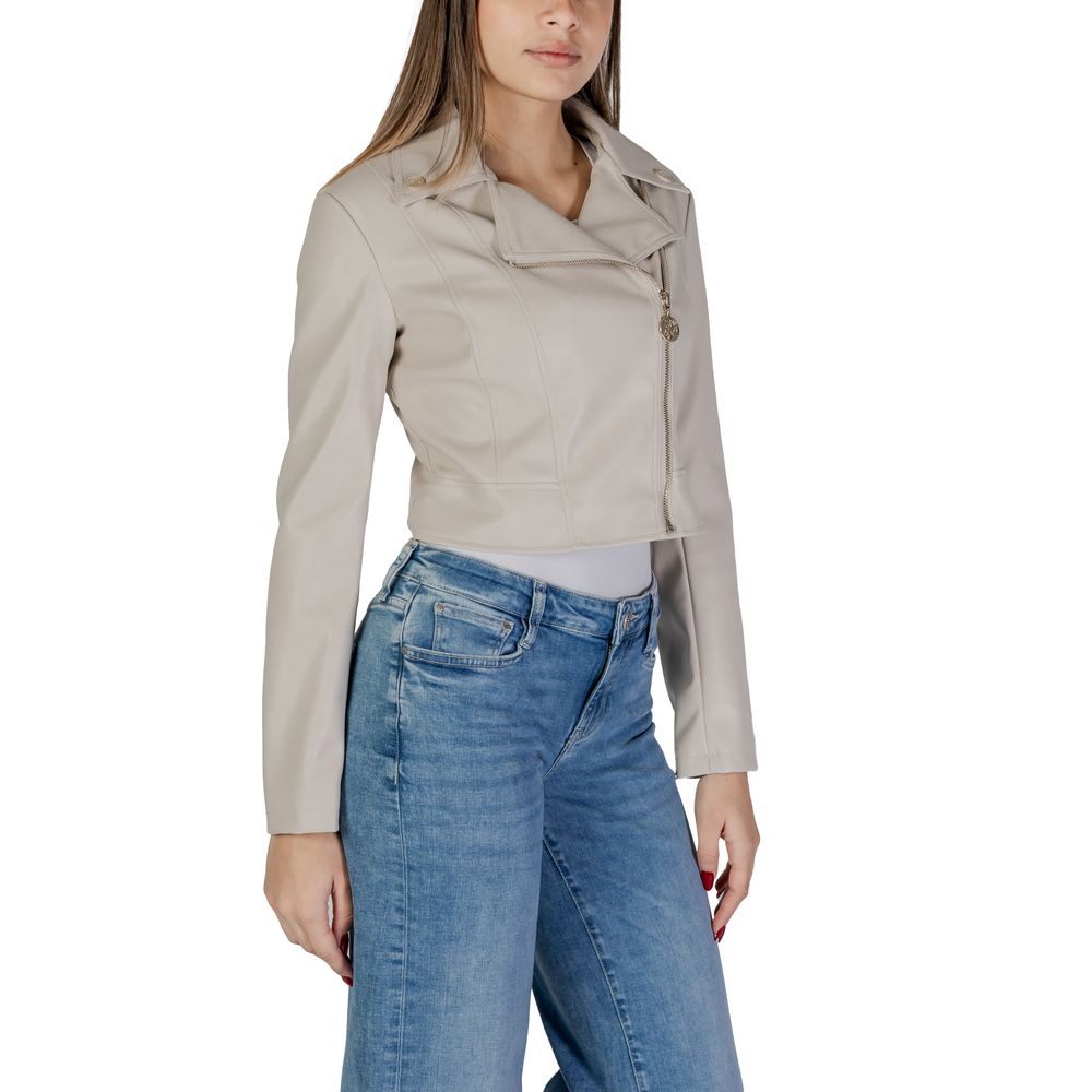 Guess Beige Polyethylene Biker Jacket