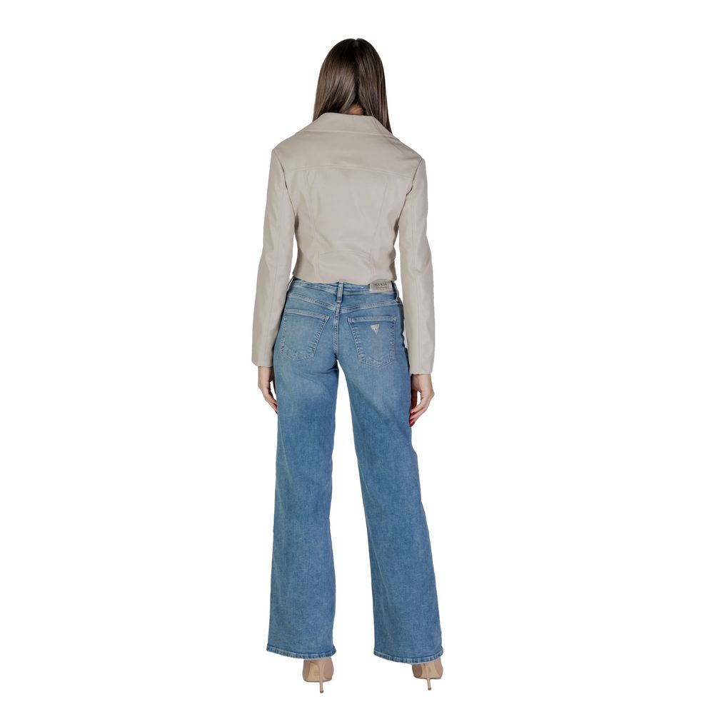 Guess Beige Polyethylene Biker Jacket