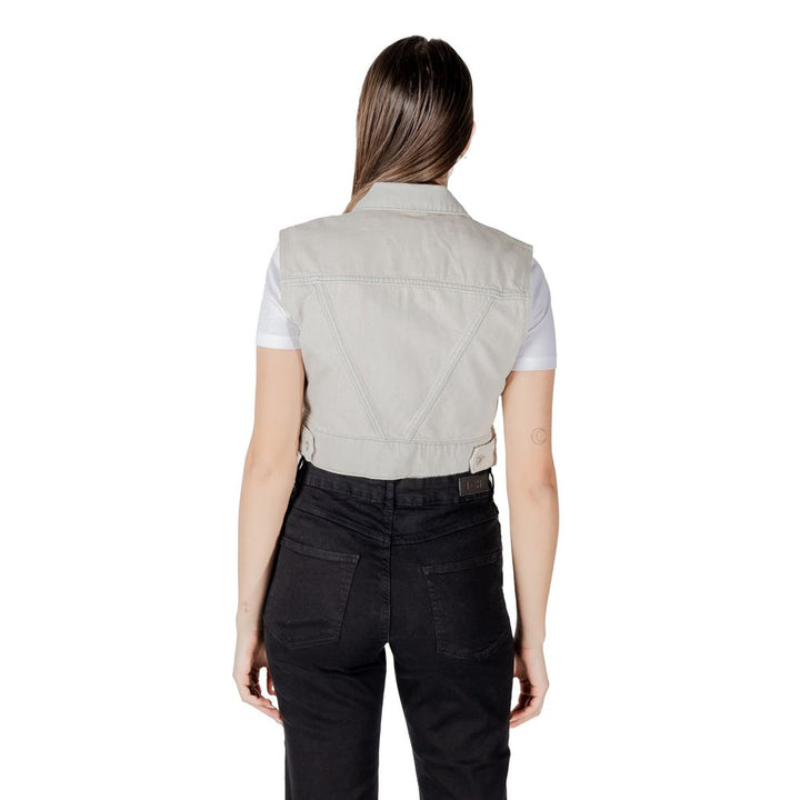 Only Light Blue Cotton Sleveless Jacket