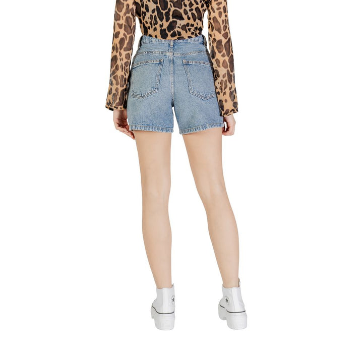 ICHI Light Blue Cotton Shorts