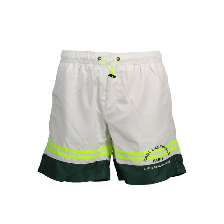 Karl Lagerfeld Bianco Polyester Men's Swim Boxer