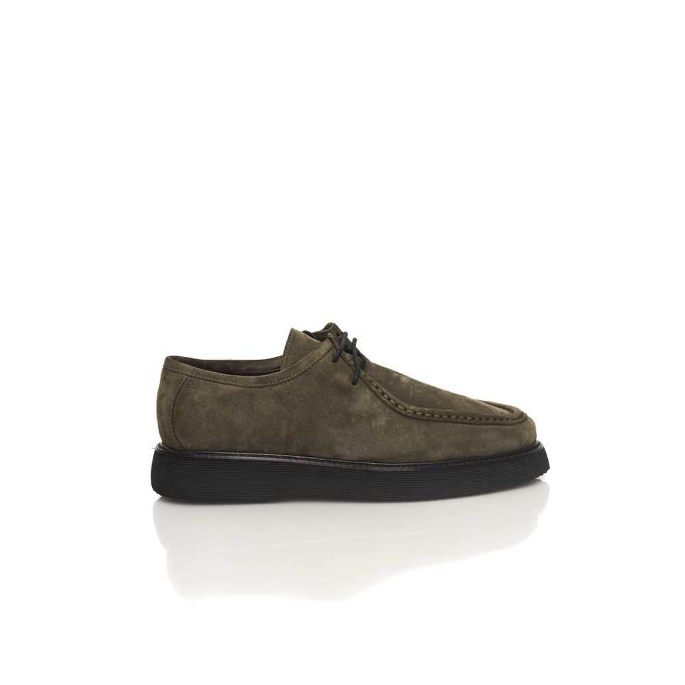 Cerruti 1881 Green Calfskin Men Derby Shoe