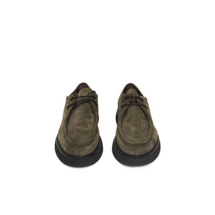 Cerruti 1881 Green Calfskin Men Derby Shoe