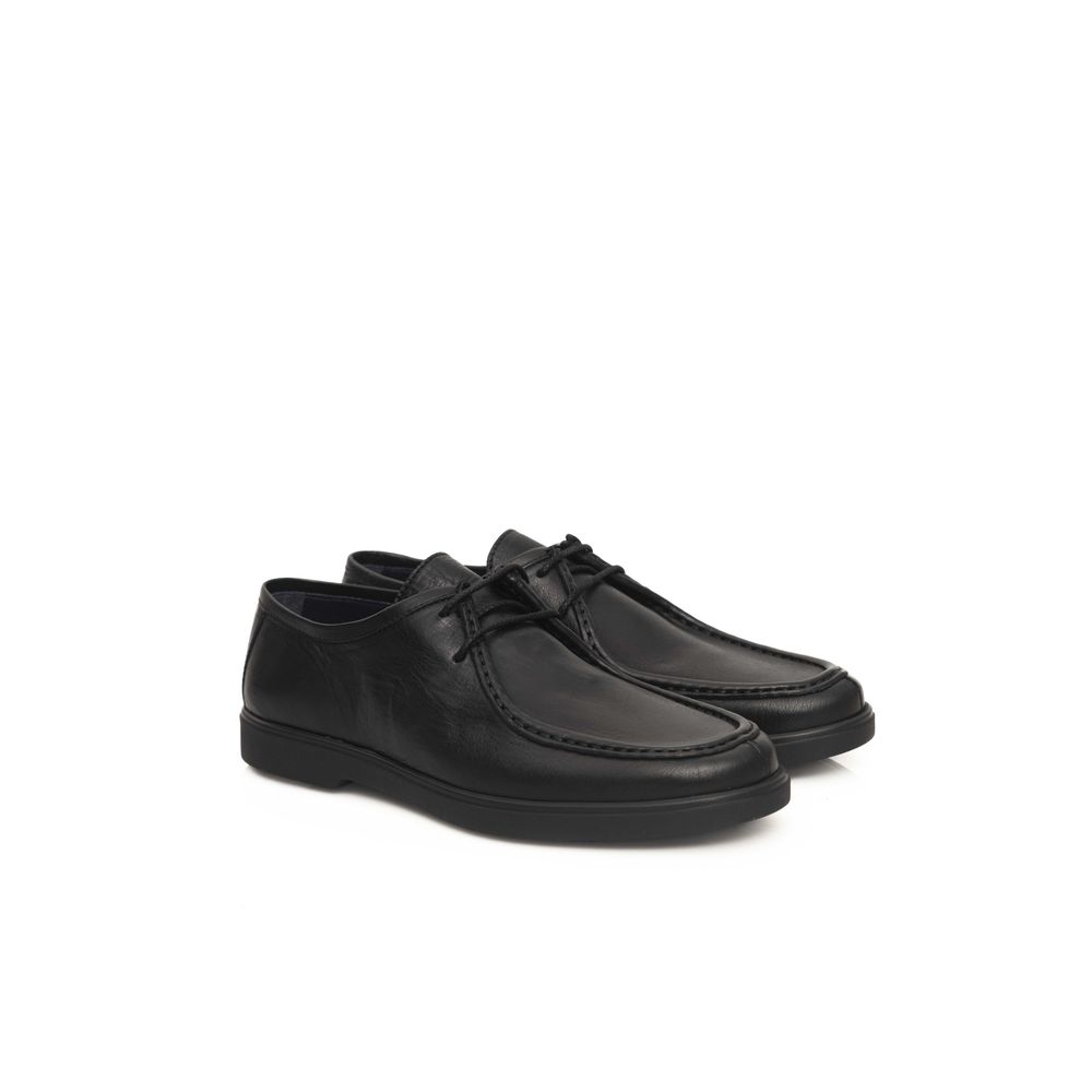 Cerruti 1881 Black Leather Men Derby Shoe