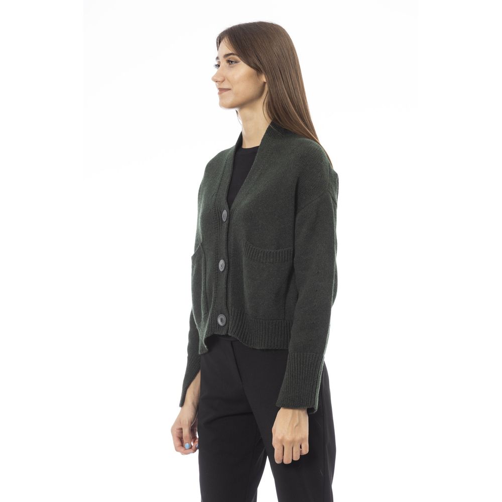 Alpha Studio Gray Merino Wool Women Cardigan