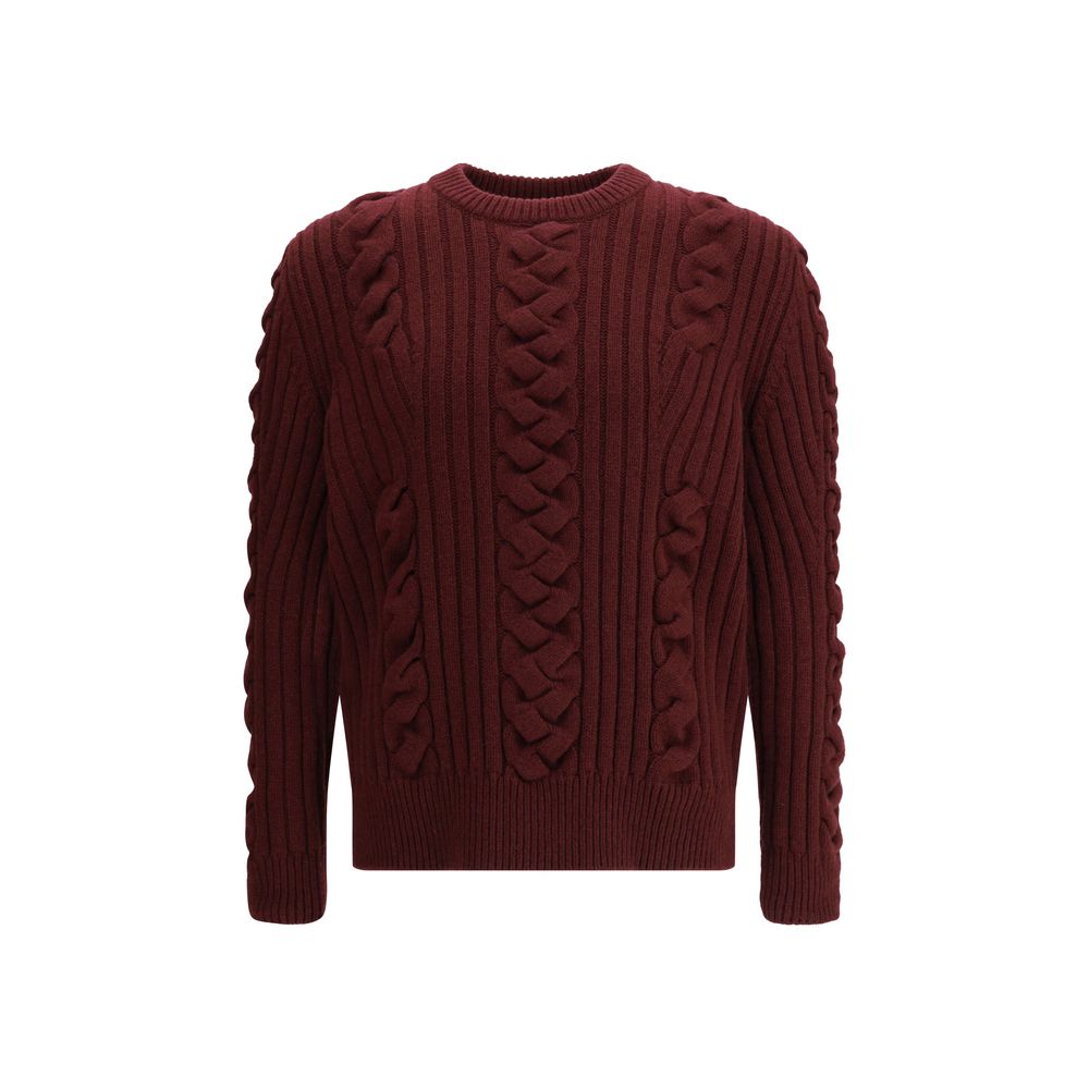 Alexander McQueen Bordeaux Fur Cashmere Sweater