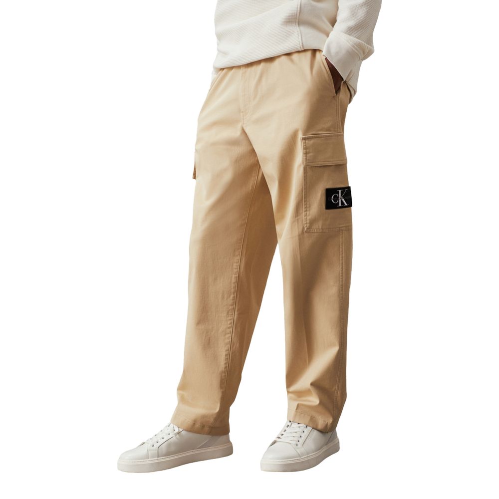 Calvin Klein Jeans Beige Recycled Cotton Casual Pants