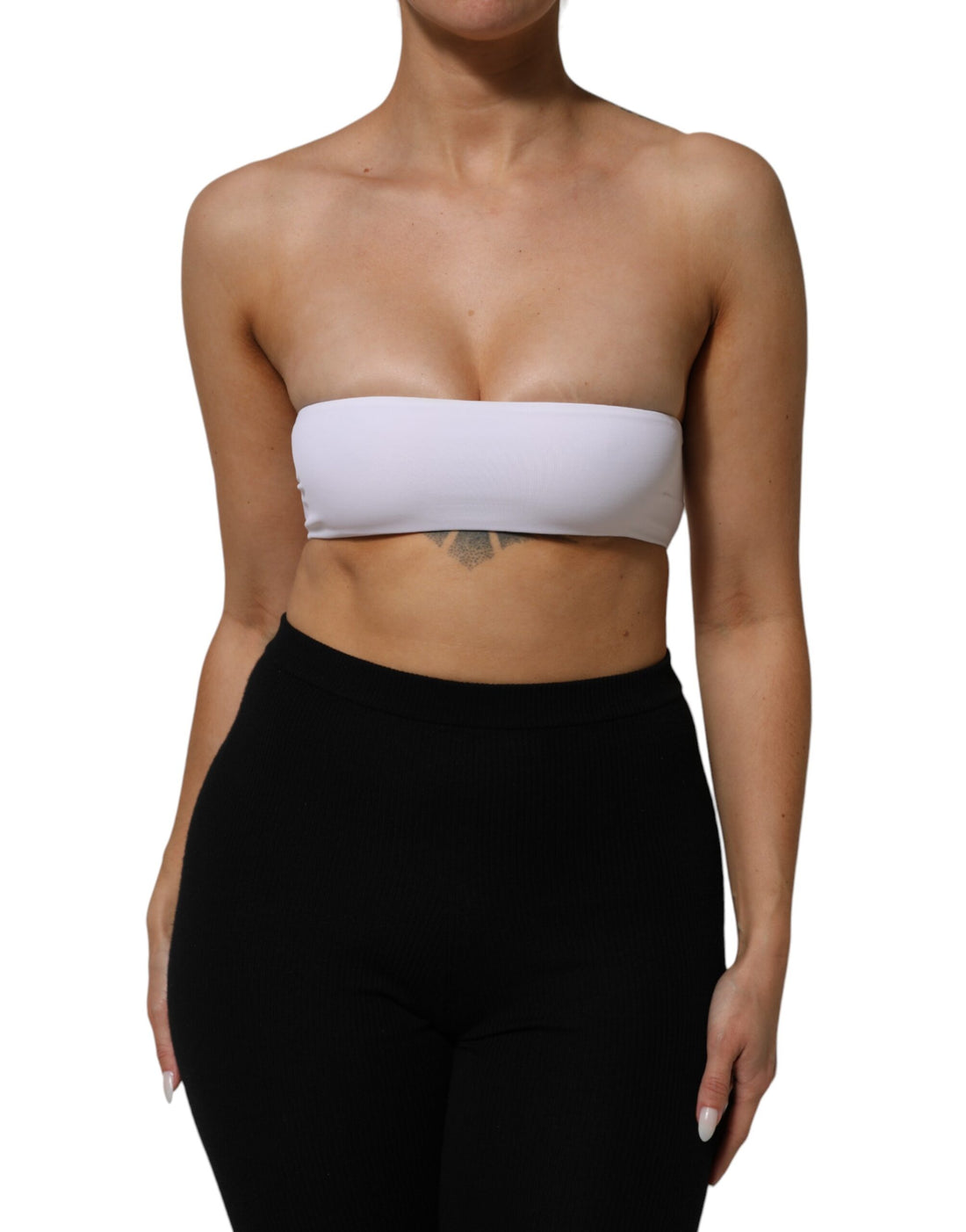 Dolce & Gabbana White Nylon Blend Bandeau Strapless Tube Top