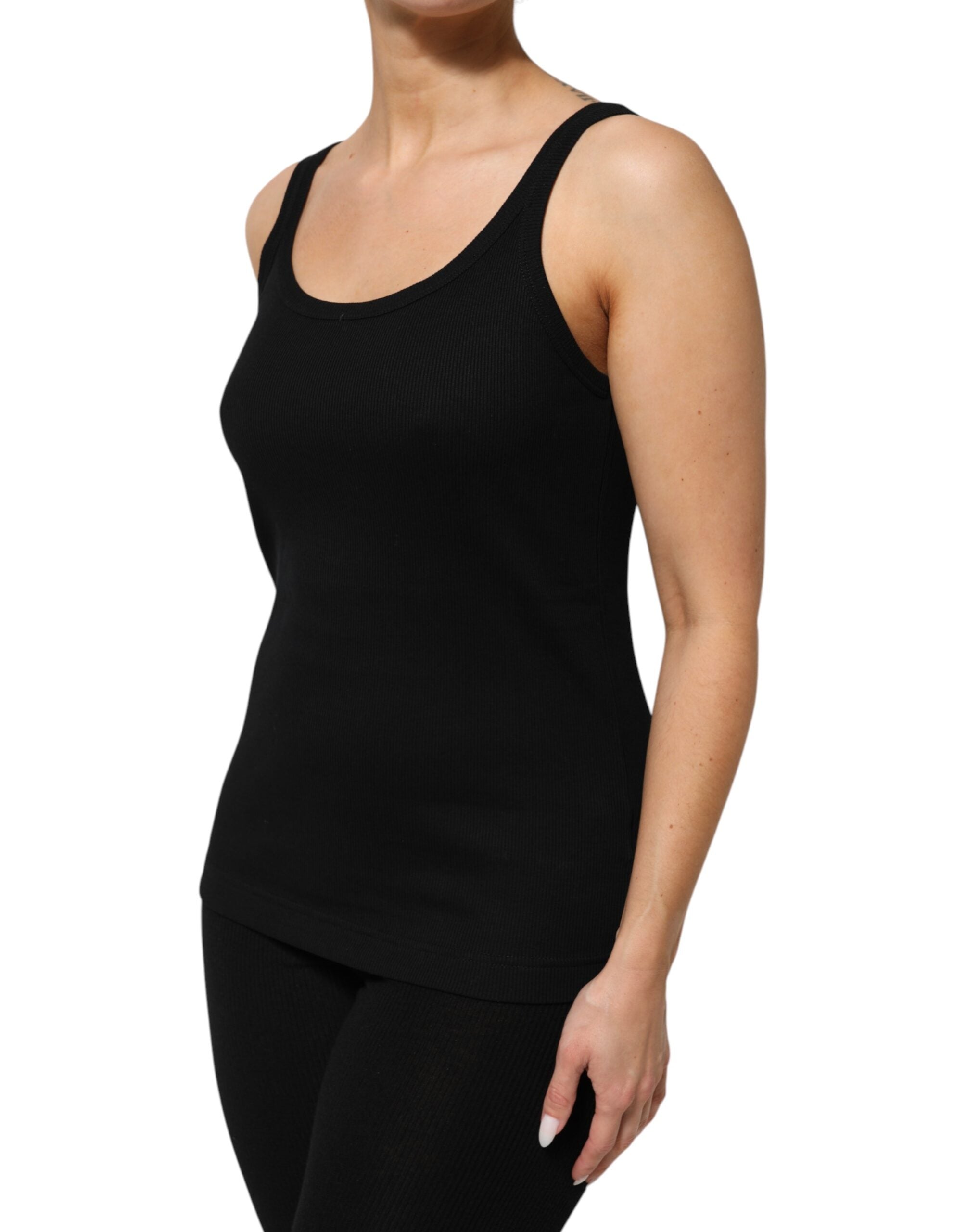Dolce & Gabbana Black Cotton Sleeveless Women Tank Top