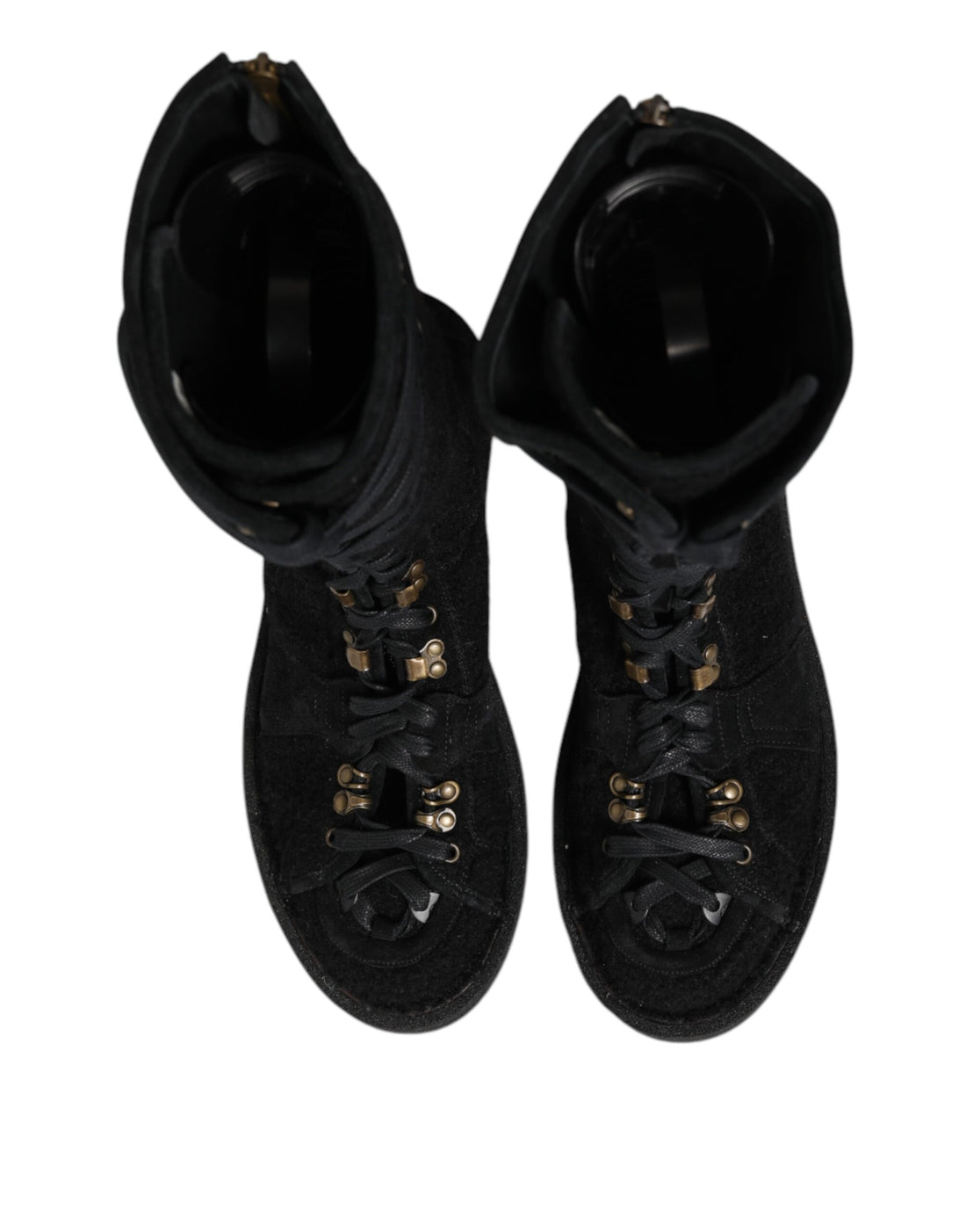 Dolce & Gabbana Black Alpaca Wool Suede Mid Calf Boots Shoes