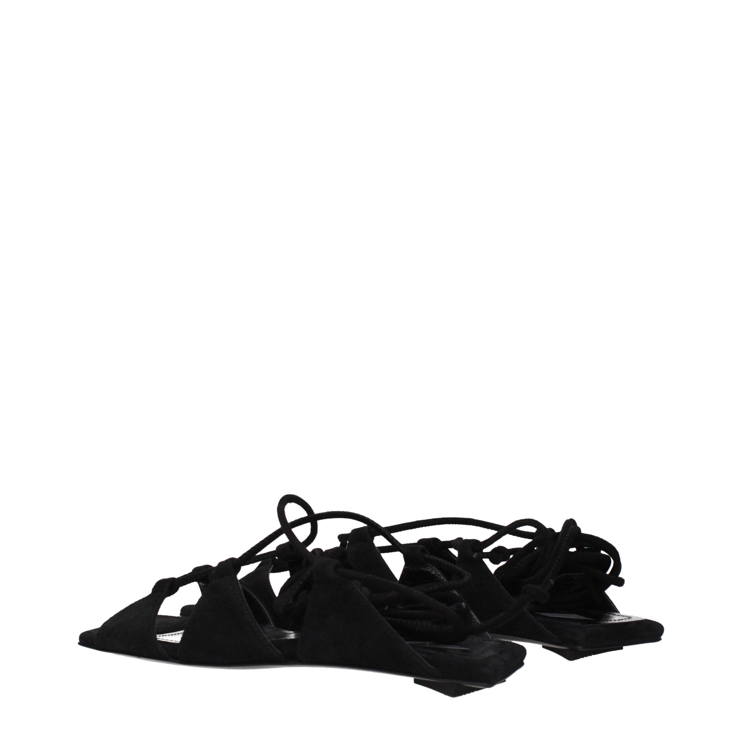 The Attico Black Leather Sandals