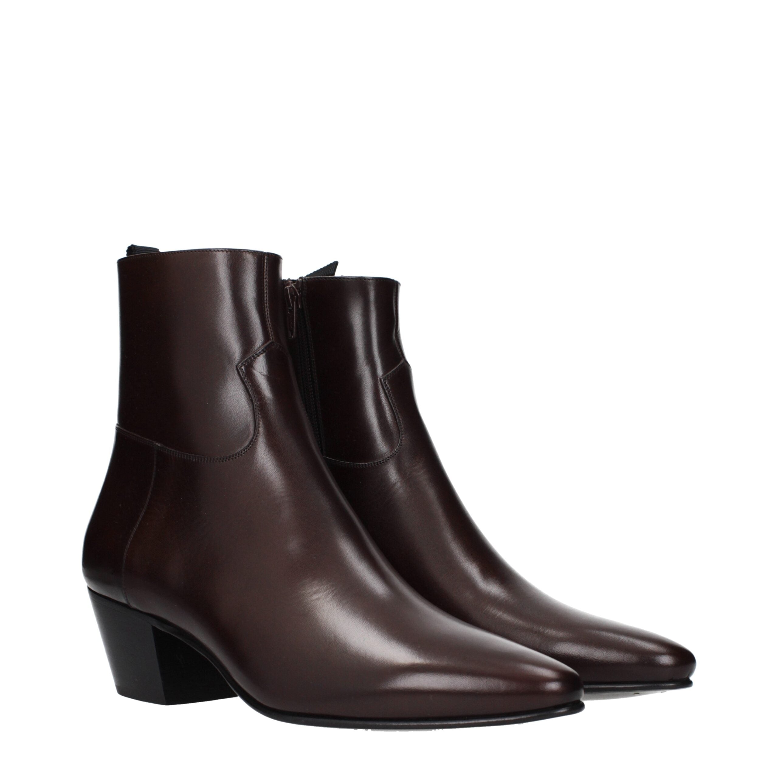 Celine Red Leather Ankle Boots