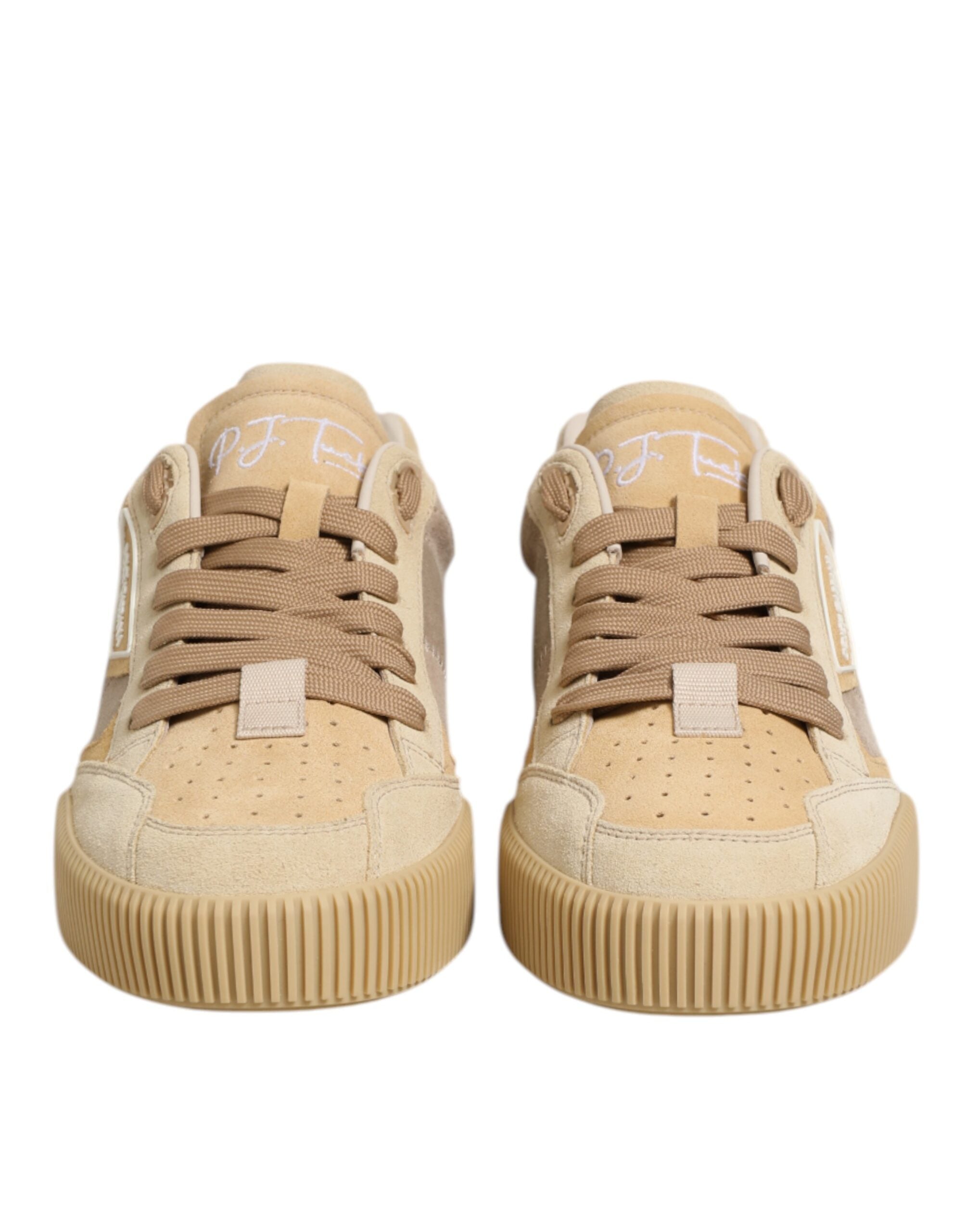 Dolce & Gabbana Beige Leather Miami Low Top Sneakers Men Shoes