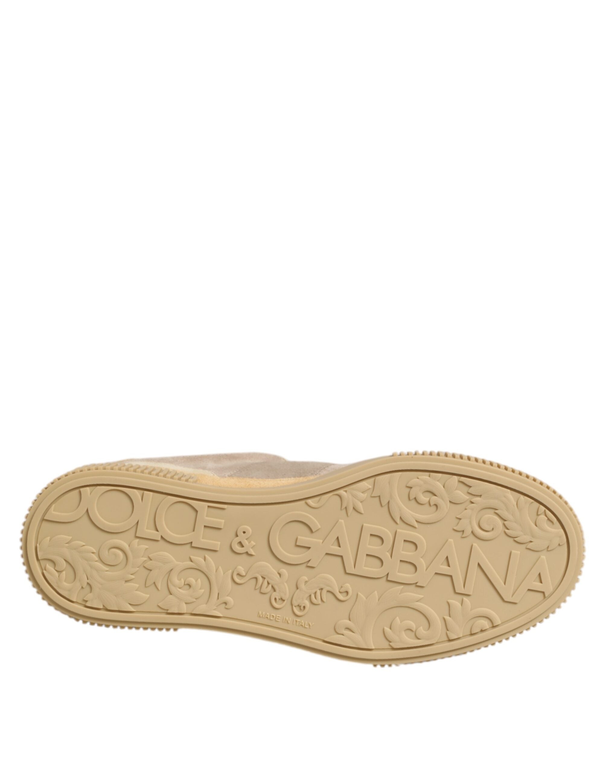 Dolce & Gabbana Beige Leather Miami Low Top Sneakers Men Shoes