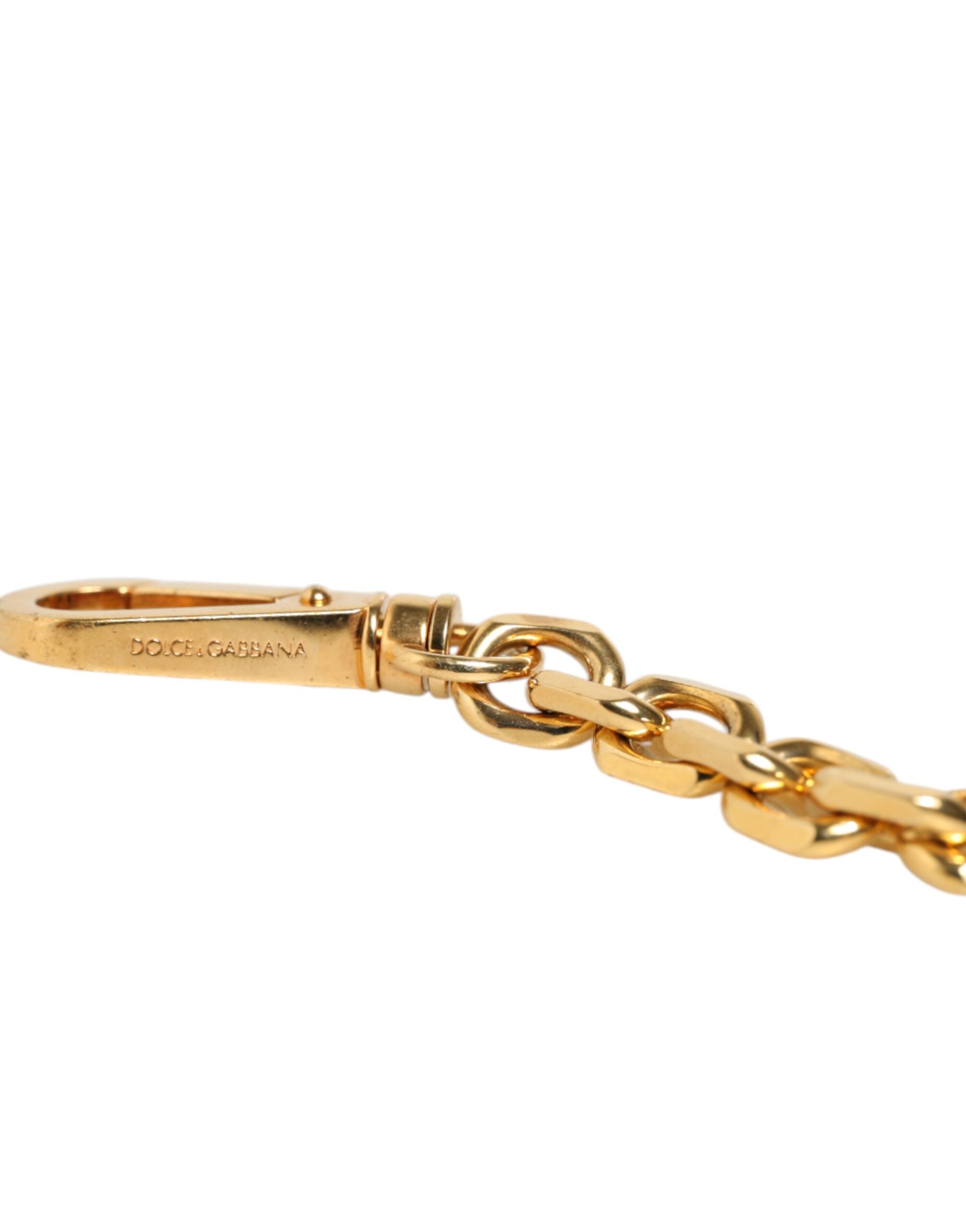 Dolce & Gabbana Black Leather Gold Chain Bag Accessory Shoulder Strap
