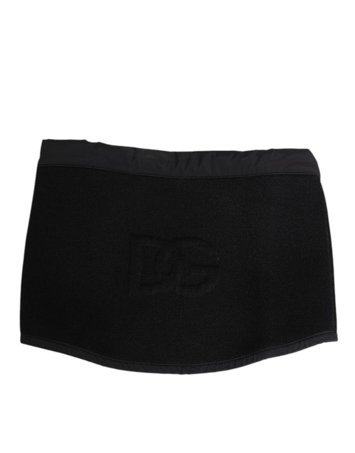 Dolce & Gabbana Black Lace Stole Knitted DG Logo Men One Size  Scarf