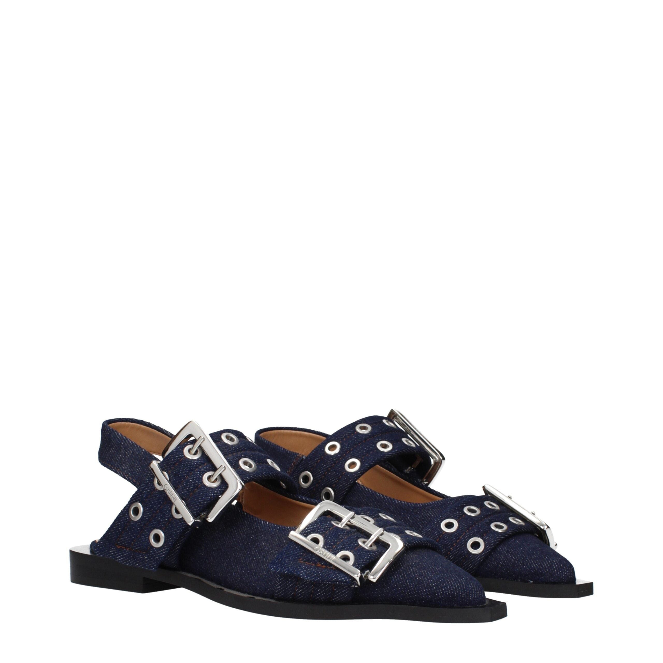 Ganni Blue Fabric Sandals