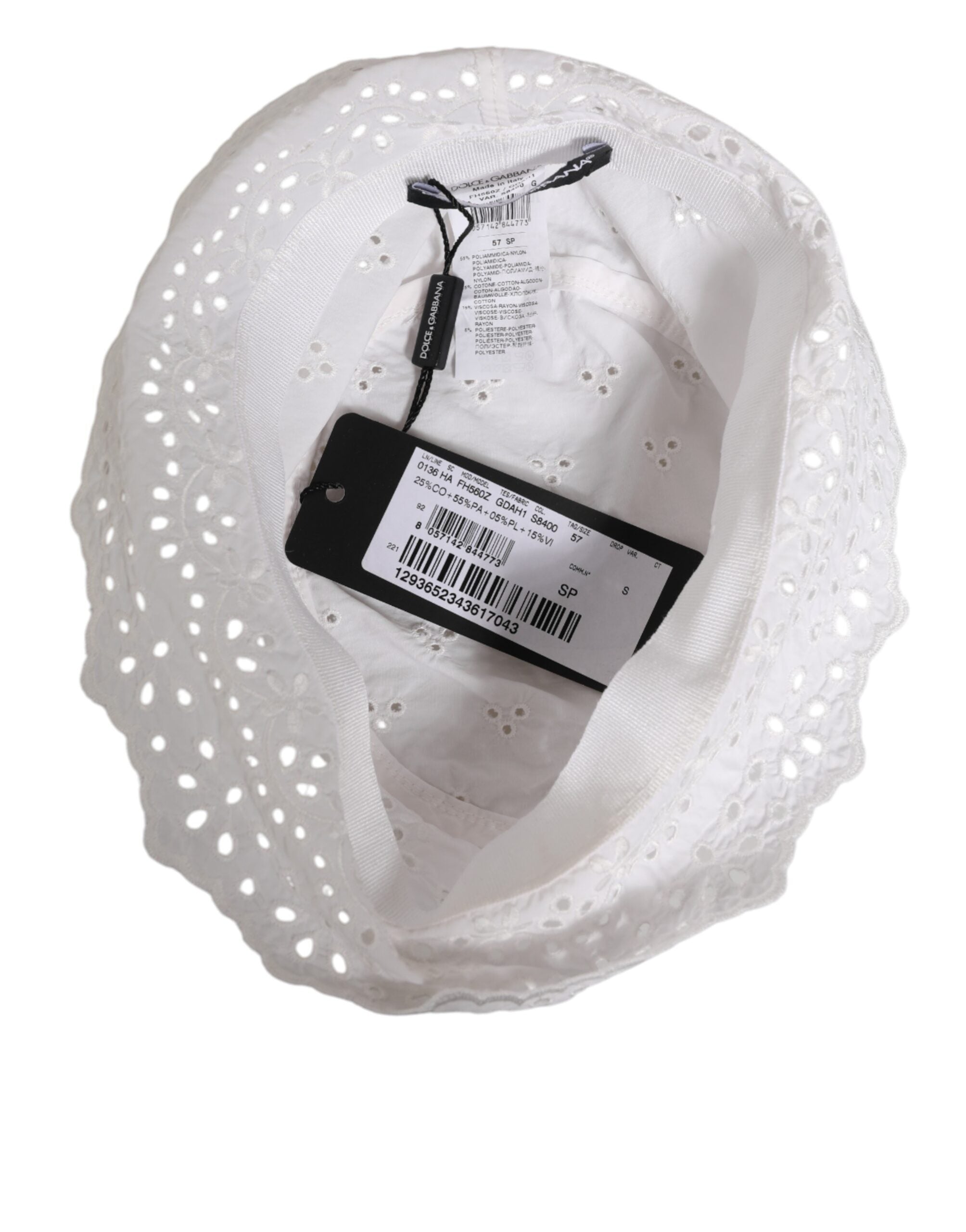 Dolce & Gabbana White Nylon Cut Out Bucket Logo Capello Hat