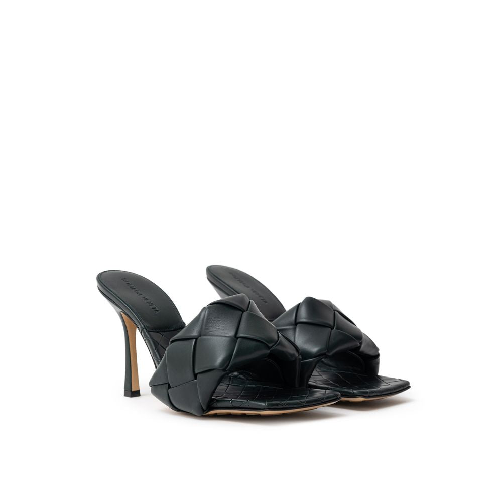 Bottega Veneta Green Leather Stiletto Heel Sandals