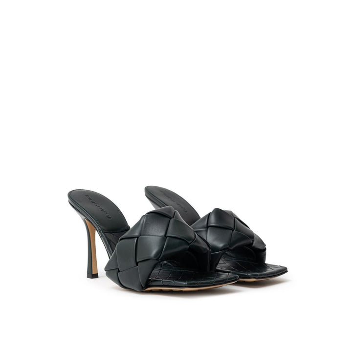 Bottega Veneta Green Leather Stiletto Heel Sandals