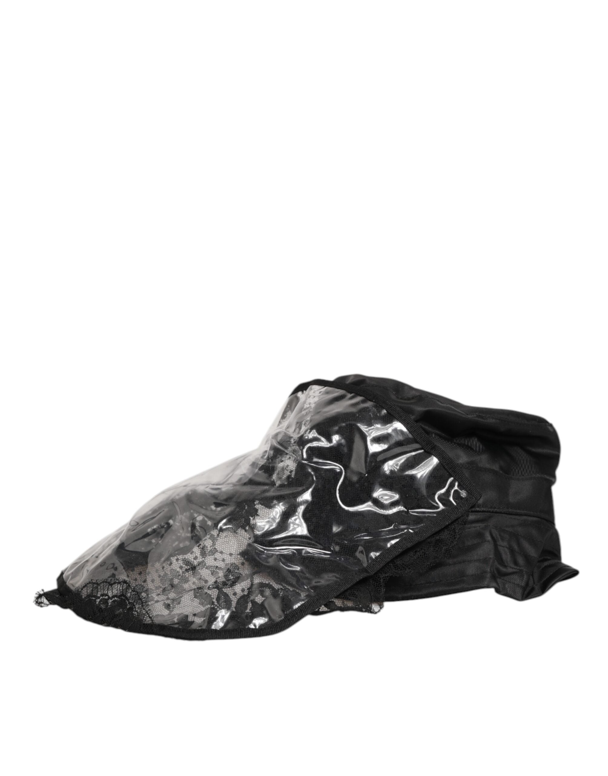 Dolce & Gabbana Black PVC Wide Brim Men Bucket Capello Hat