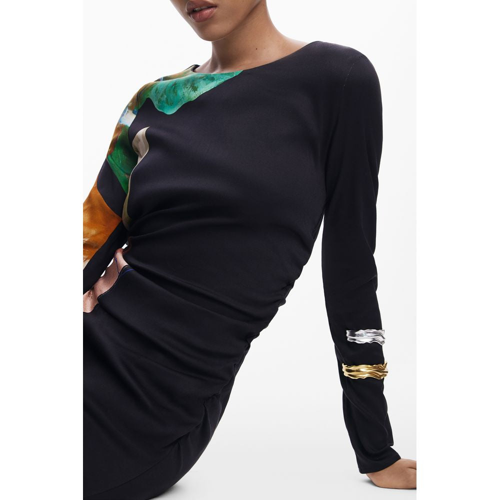 Desigual Nero Viscosa Womens Long Dress