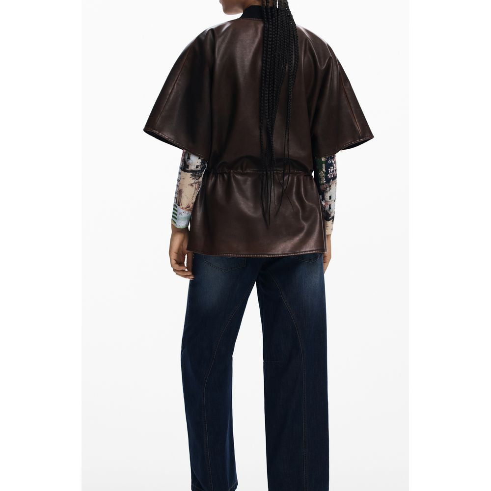 Desigual Burgundy Polyurethane Women Poncho