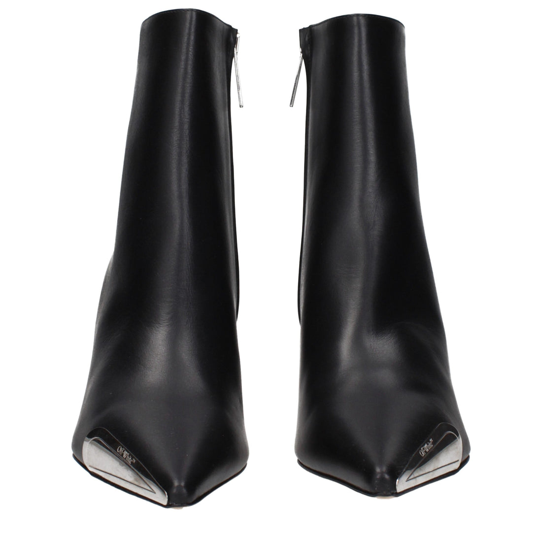 Off-White Black Leather Ankle Boots