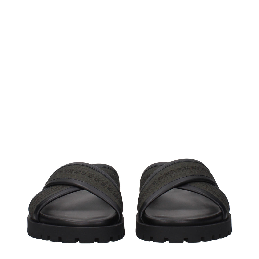 Off-White Green Fabric Sandals