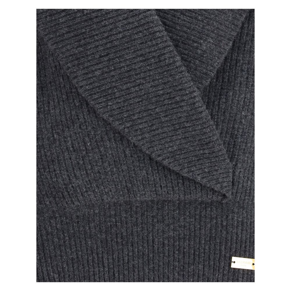 Balmain Gray Wool Sweatshirt