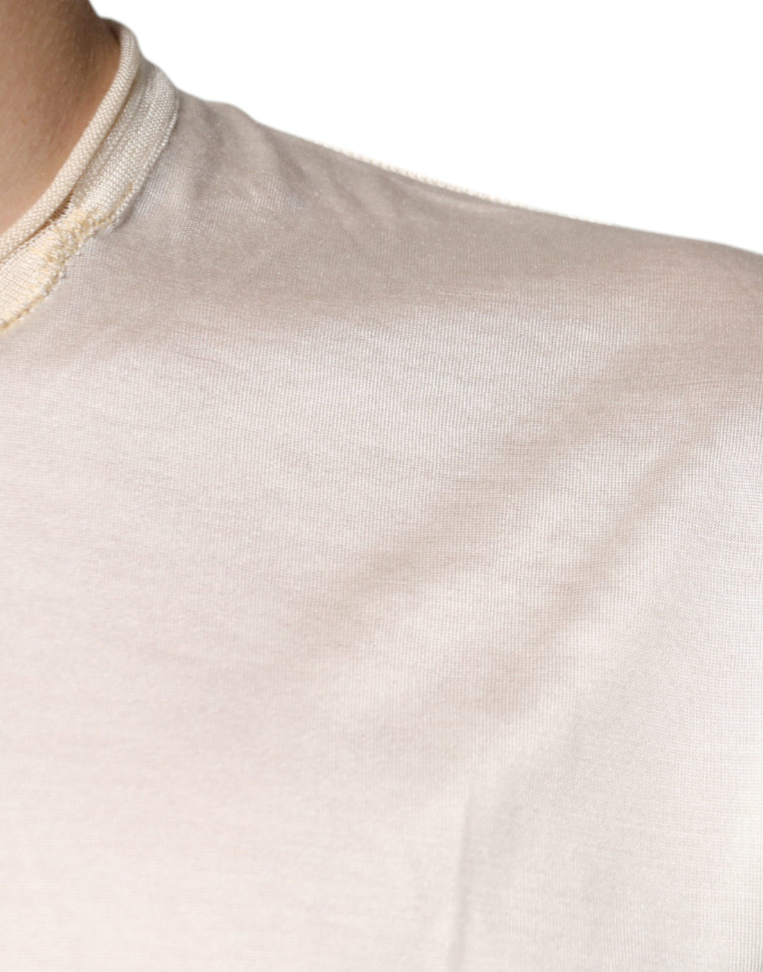 Dolce & Gabbana Off White Silk Henley Short Sleeves T-Shirt