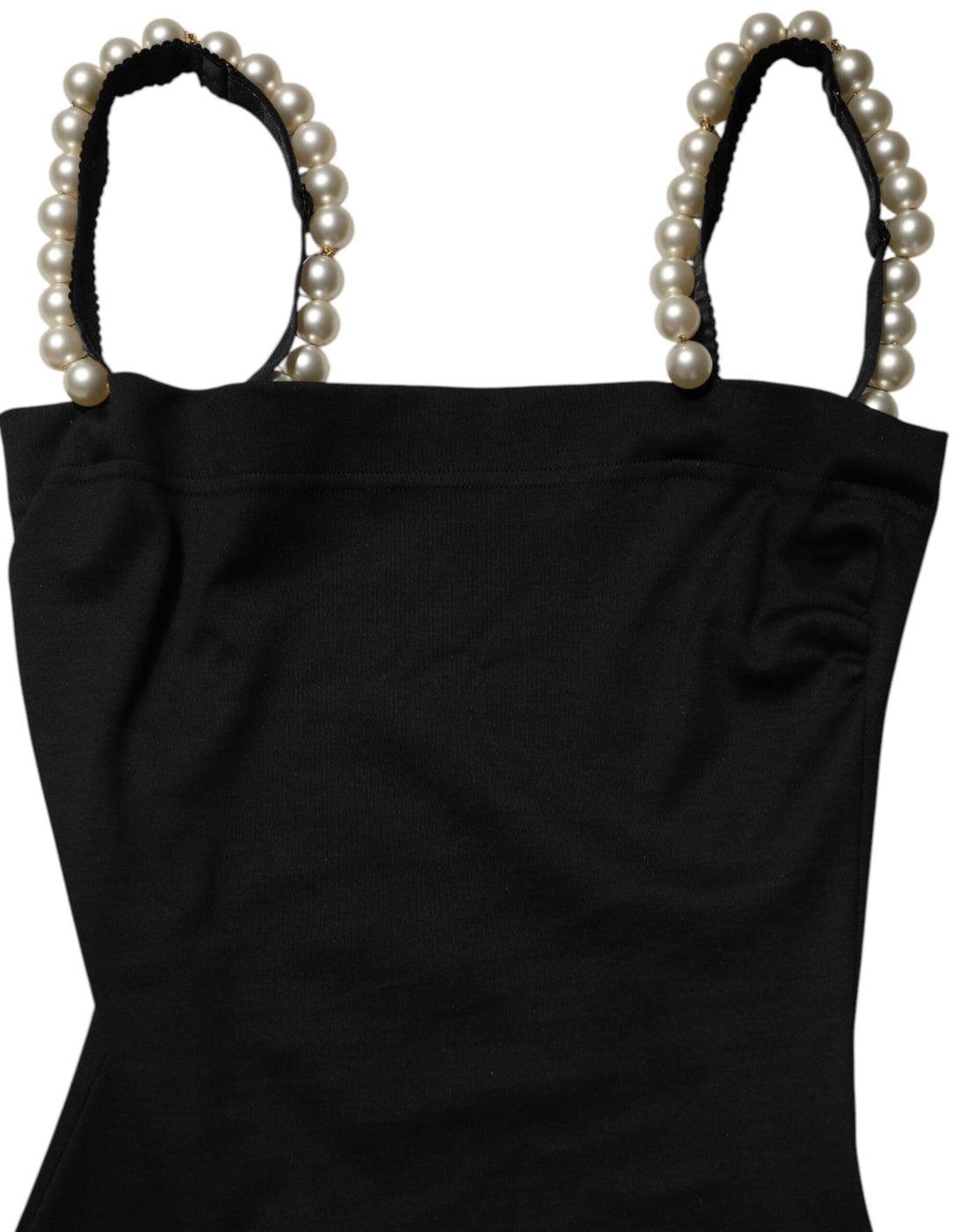 Dolce & Gabbana Black Faux Pearl Cotton Sheath Mini Dress