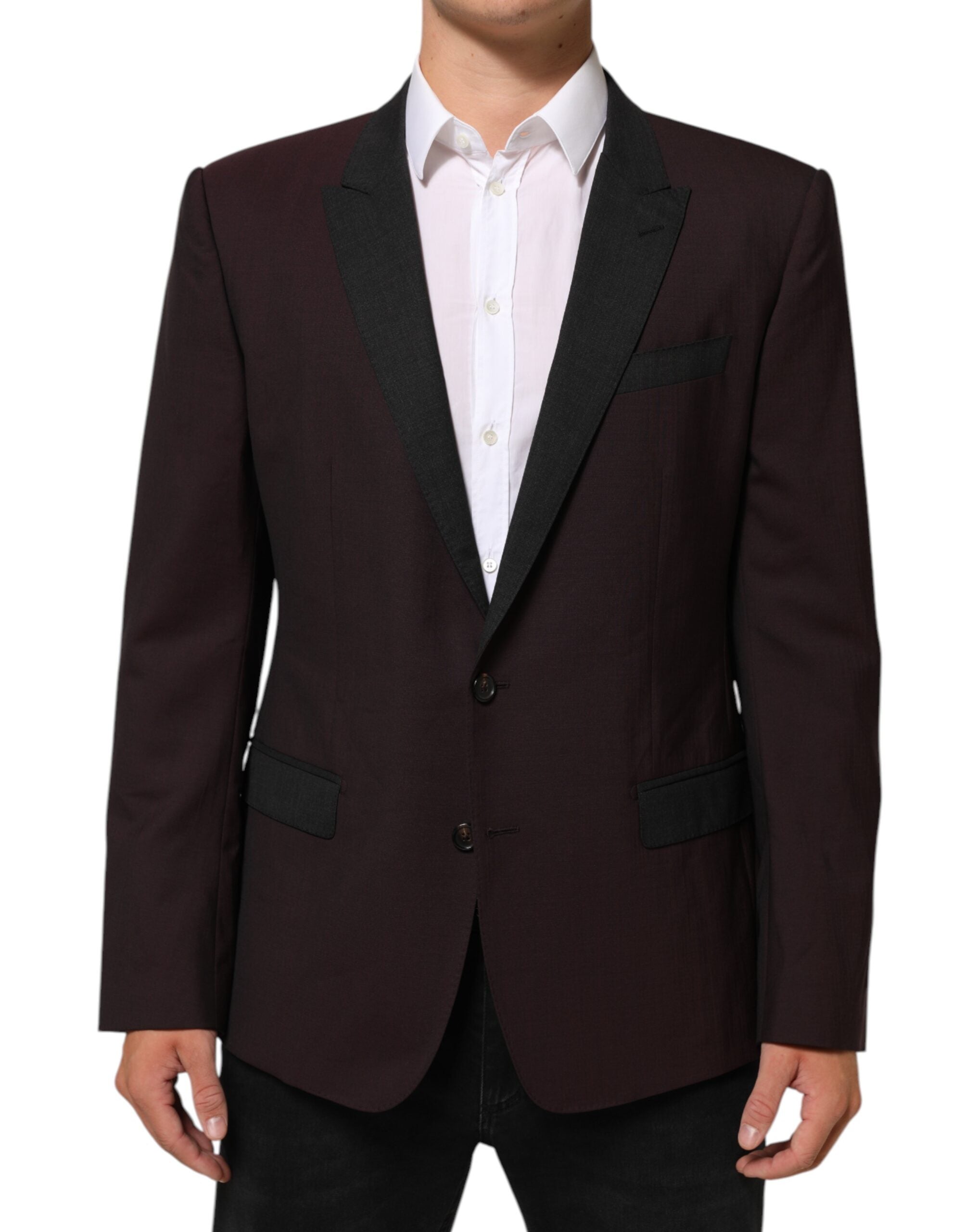 Dolce & Gabbana Maroon Wool 2 Buttons Suit Jacket Blazer