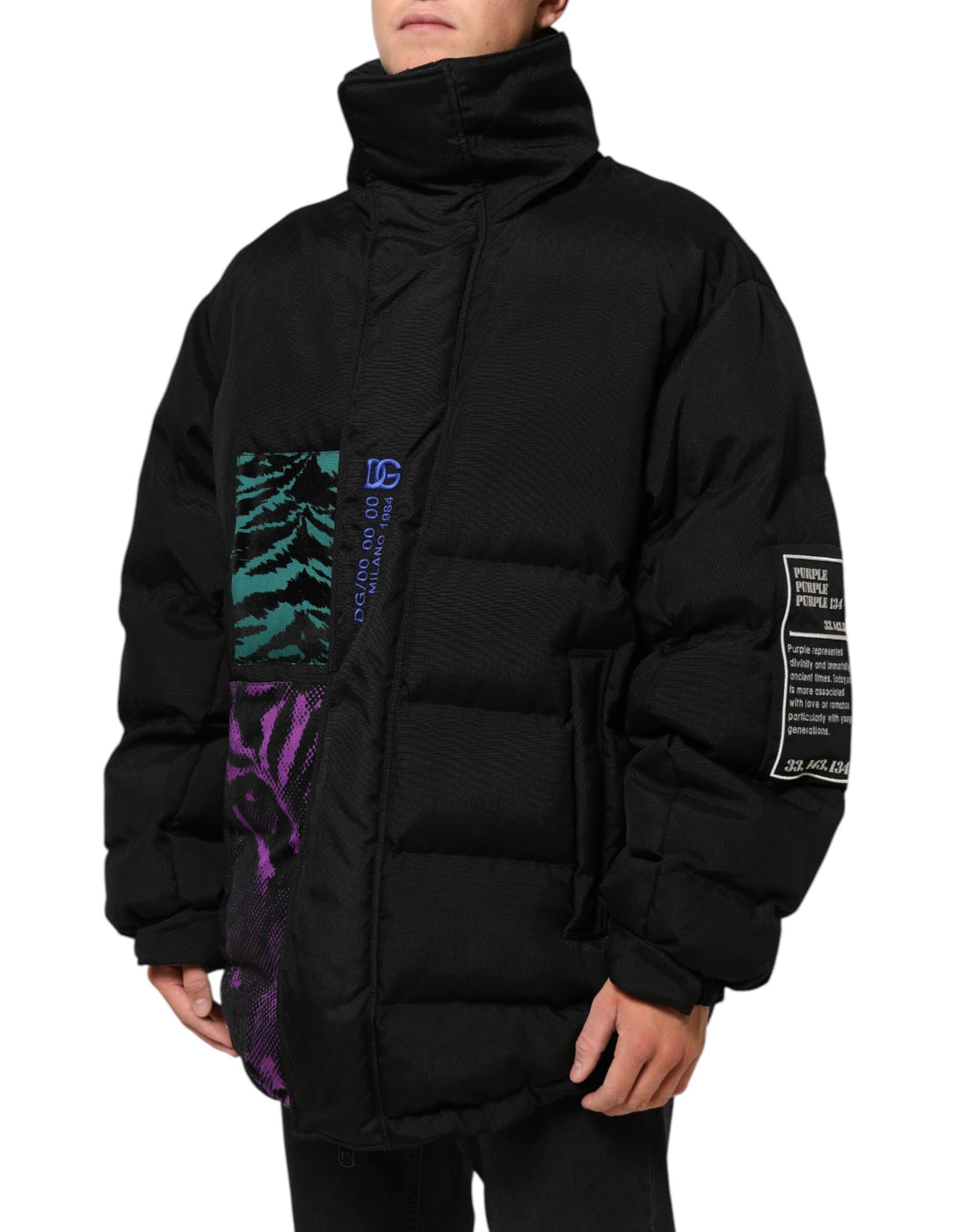 Dolce & Gabbana Black Nylon Puffer Men Full Zip Jacket