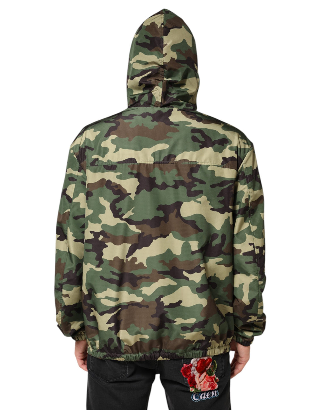Dolce & Gabbana Green Camouflage Hooded Sweatshirt Jacket