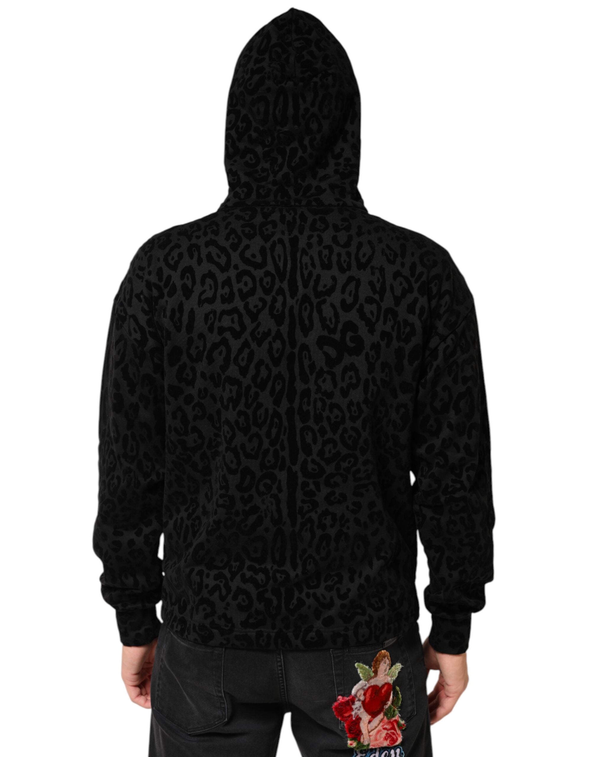Dolce & Gabbana Black Cotton Hooded Full Zip Bomber Jacket