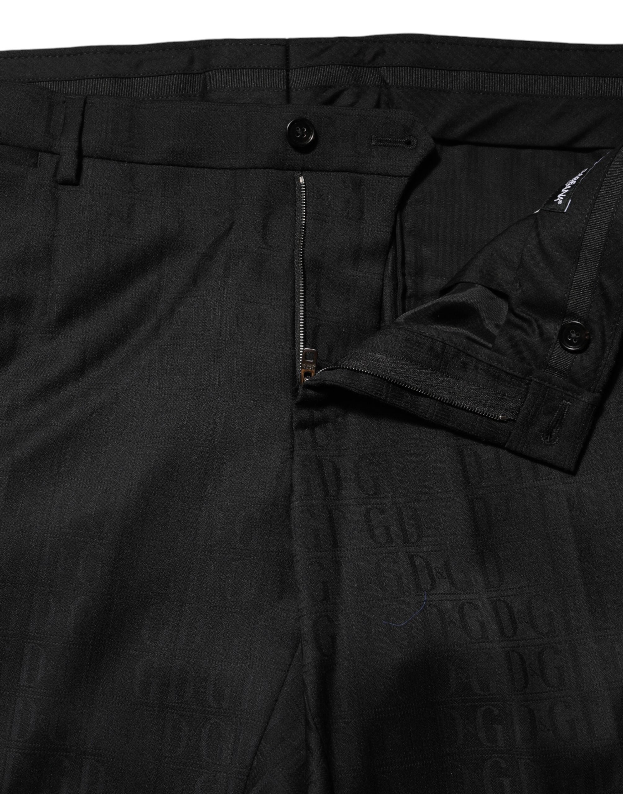 Dolce & Gabbana Black Wool Mid Waist Dress Men Trouser Pants