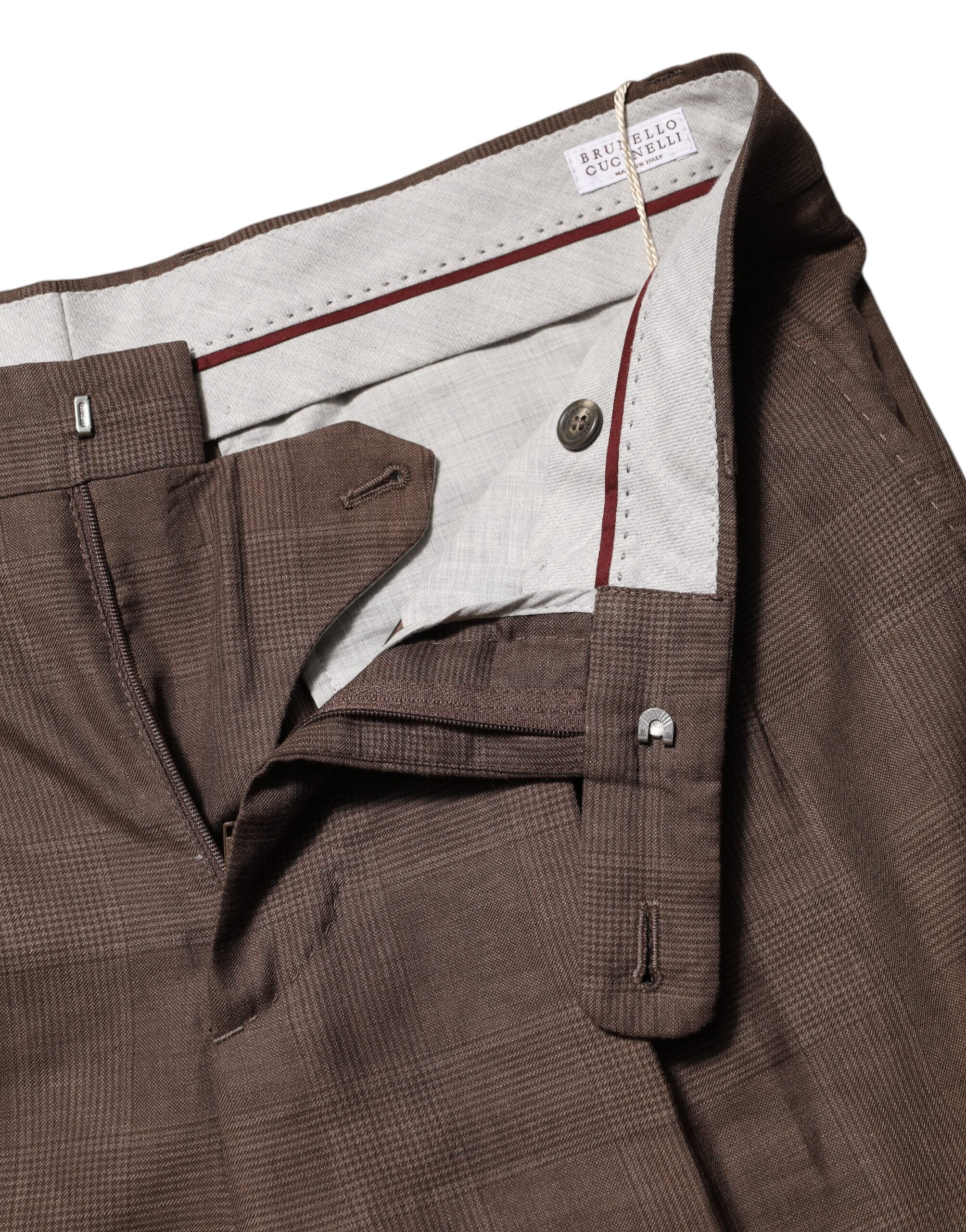 Brunello Cucinelli Brown Wool Mid Waist Dress Trouser Pants