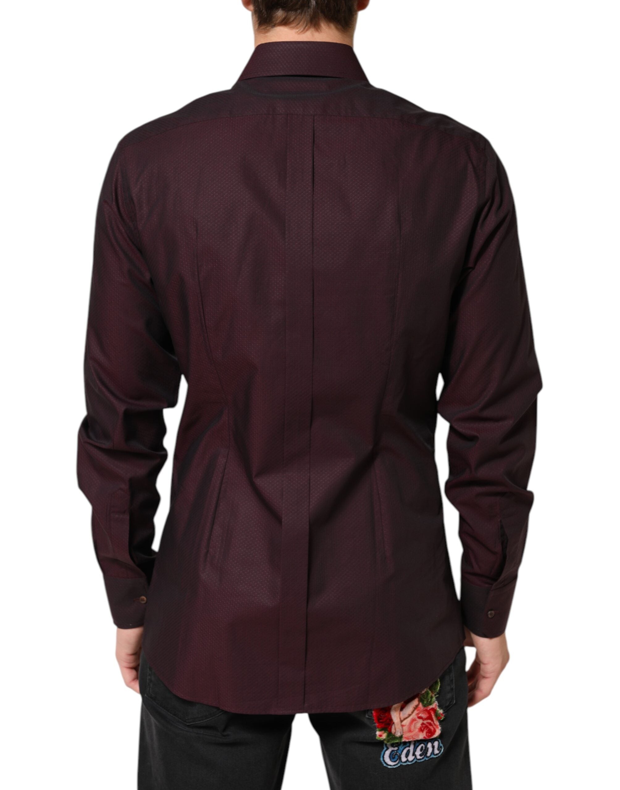 Dolce & Gabbana Violet GOLD Cotton Collared Dress Formal Shirt