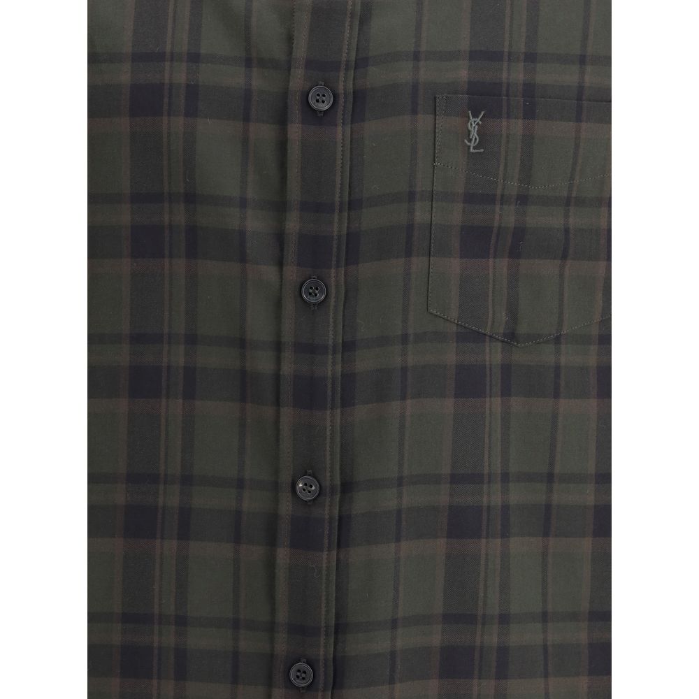 Saint Laurent Bicolor Cotton Pattern Shirt