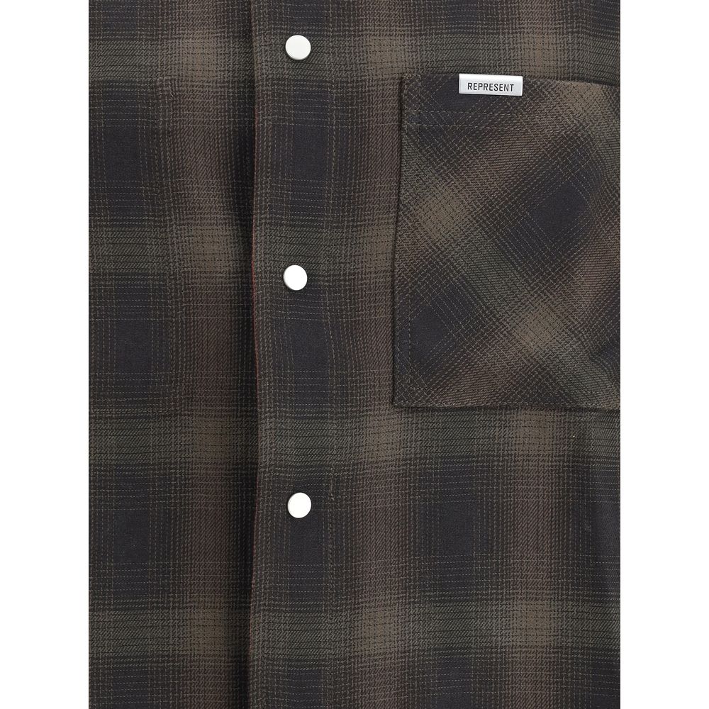 Represent Brown Cotton Pattern Shirt