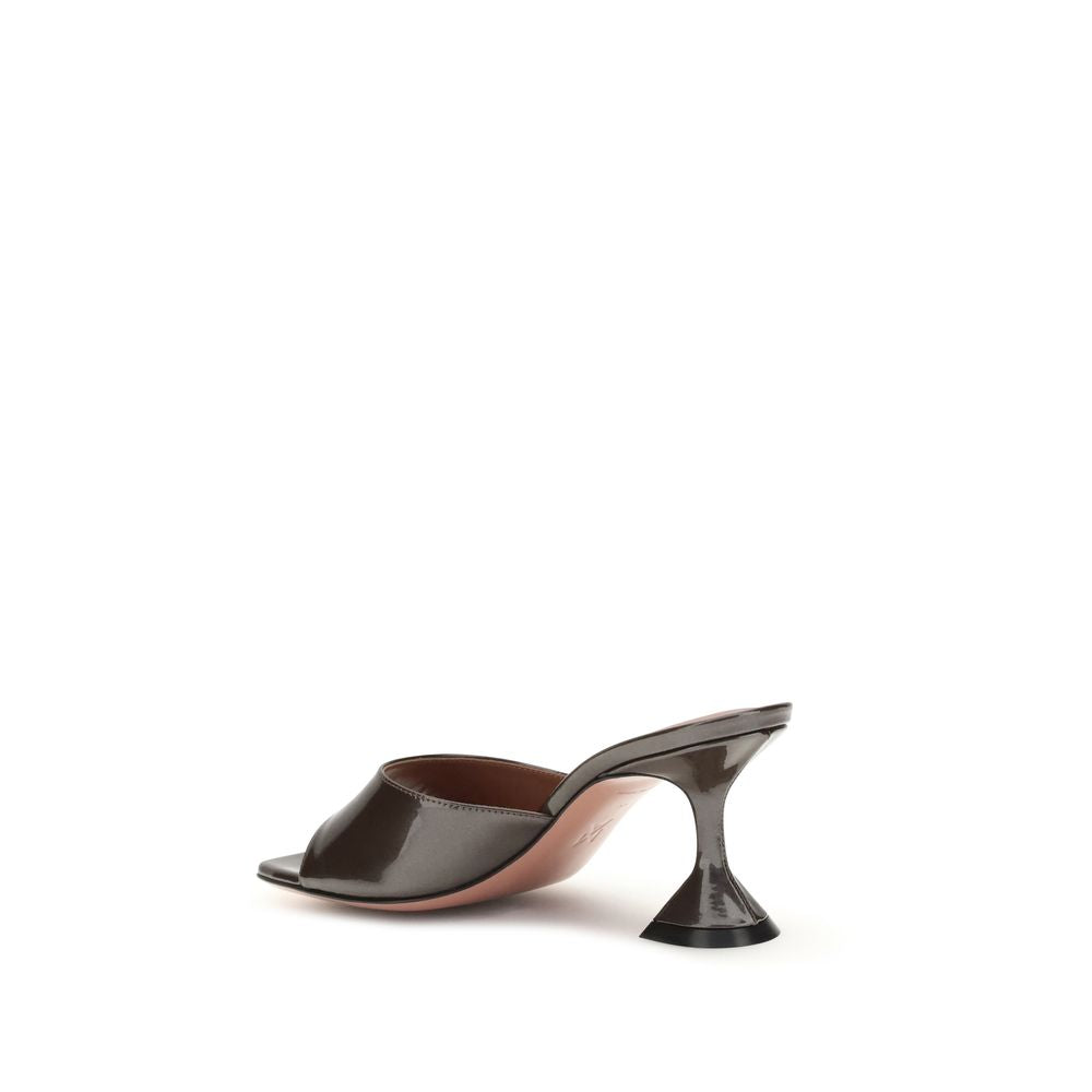 Amina Muaddi Brown Calf Leather Bos Taurus Stiletto Heel Sandals