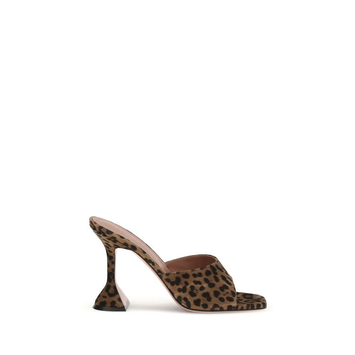 Amina Muaddi Brown Calf Leather Bos Taurus Stiletto Heel Sandals