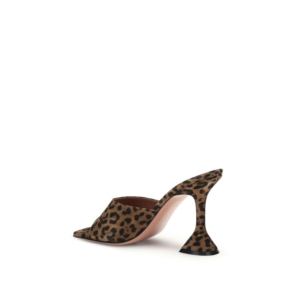 Amina Muaddi Brown Calf Leather Bos Taurus Stiletto Heel Sandals