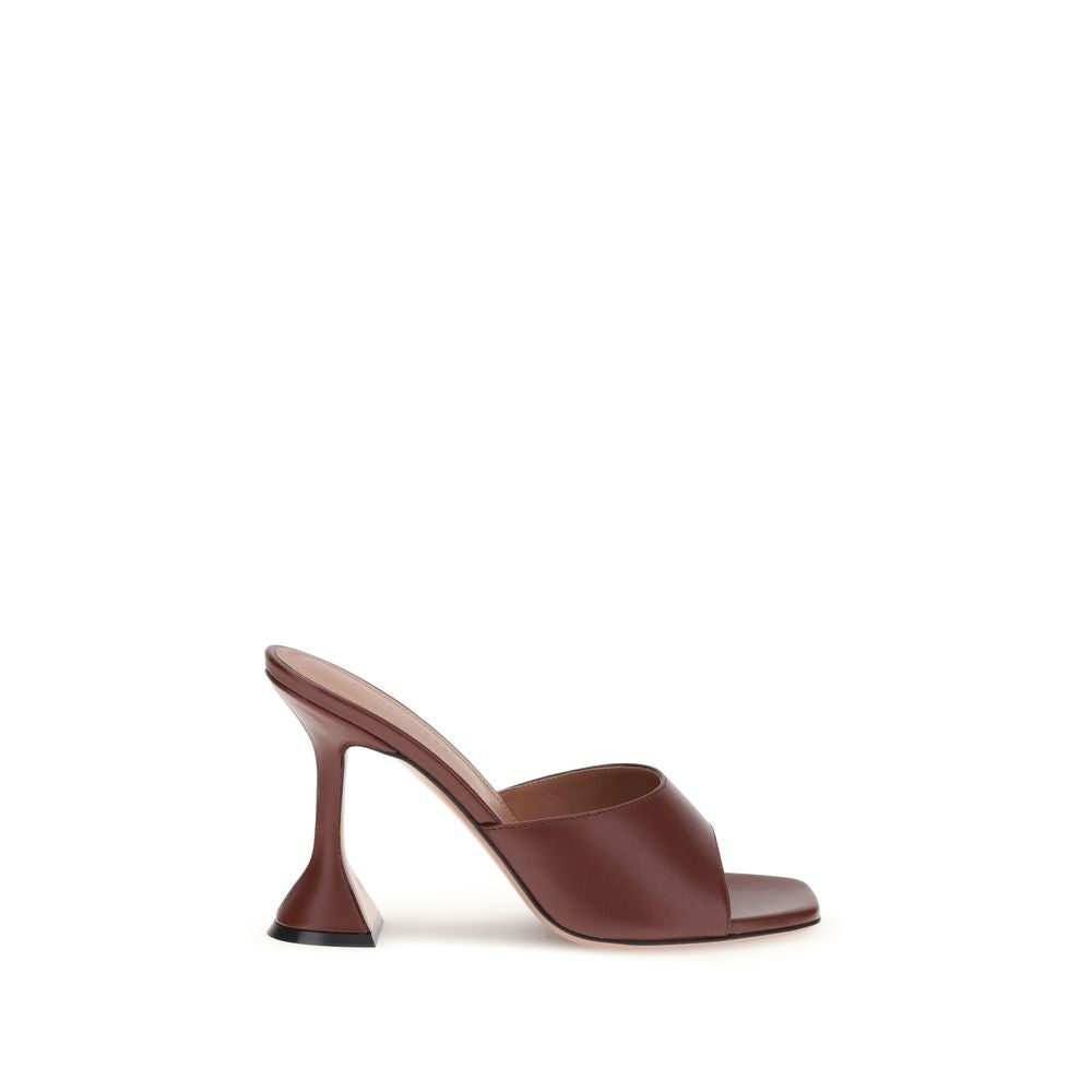 Amina Muaddi Brown Calf Leather Bos Taurus Stiletto Heel Sandals
