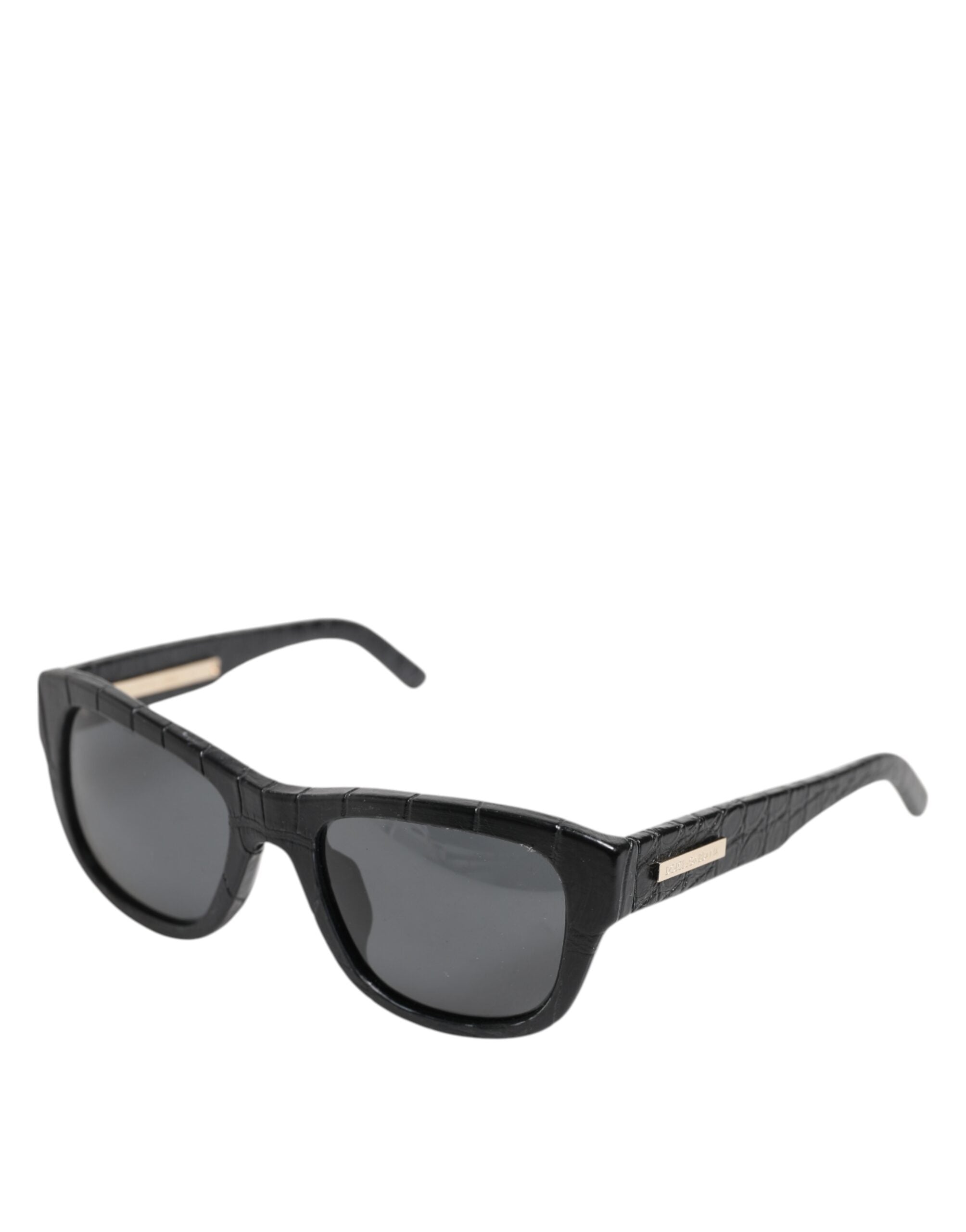Dolce & Gabbana DG4177 Black Leather Frame Tinted Lens Sunglasses