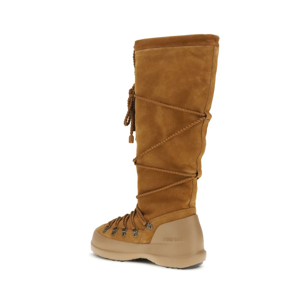 Moon Boot Brown Calf Leather Bos Taurus Lace-Up Boots