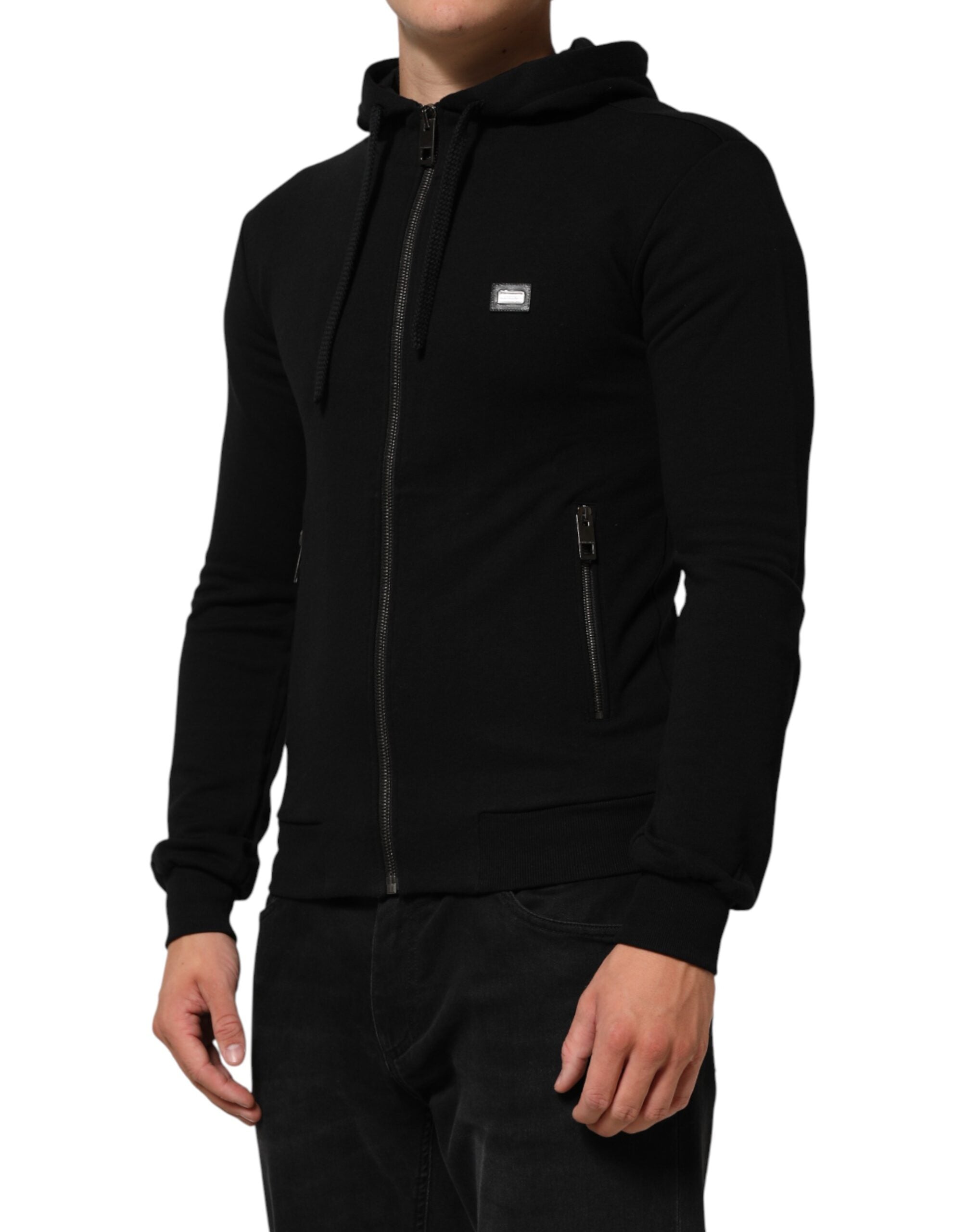 Dolce & Gabbana Sweater Black Cotton Hooded Men Sweatshirt Sweater