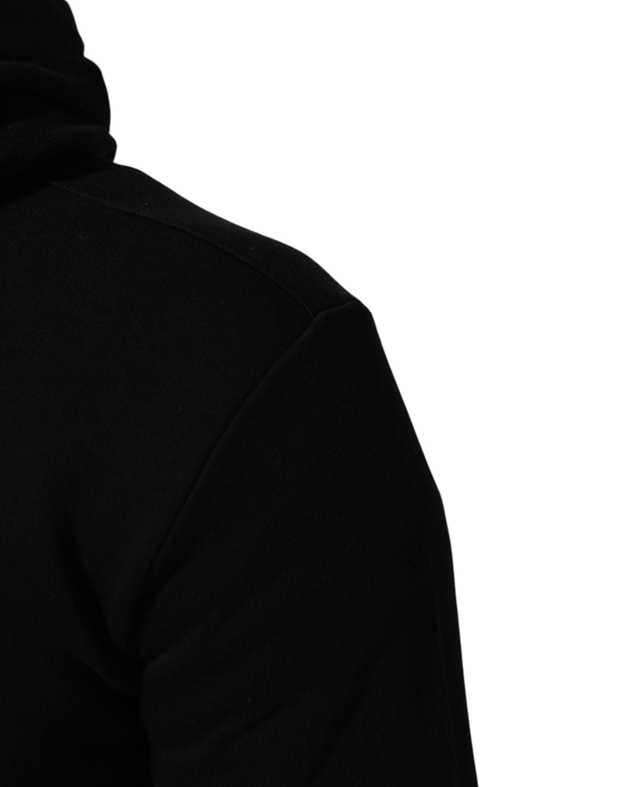 Dolce & Gabbana Sweater Black Cotton Hooded Men Sweatshirt Sweater