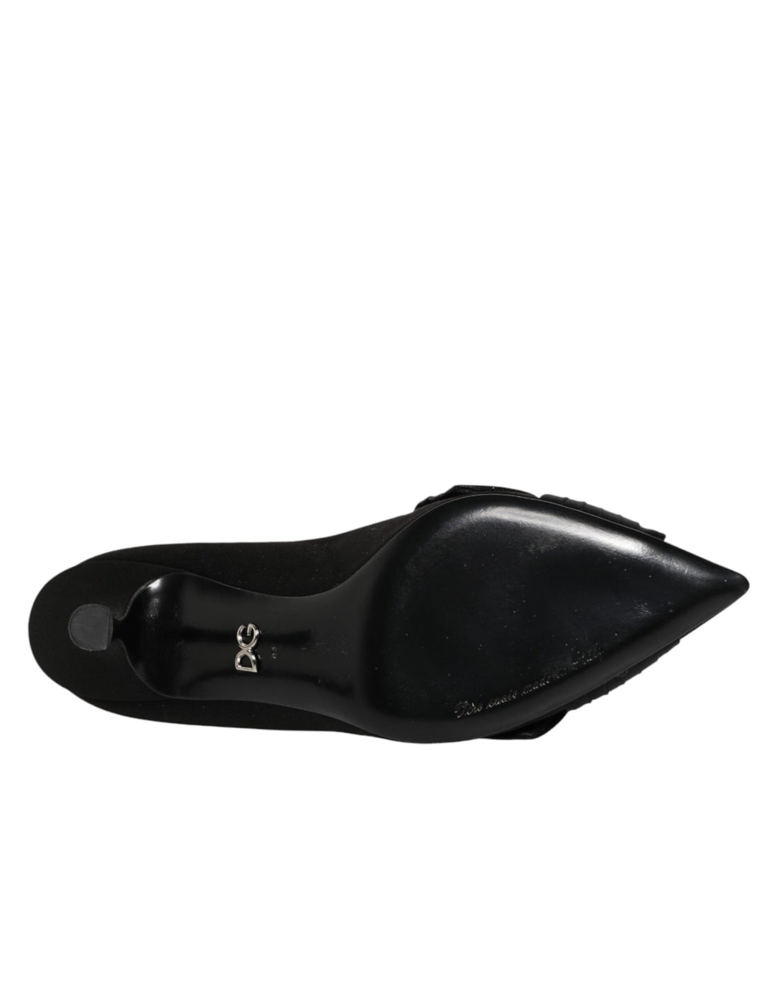 Dolce & Gabbana Black Satin Bow Crystal Embellishment Pumps Shoes